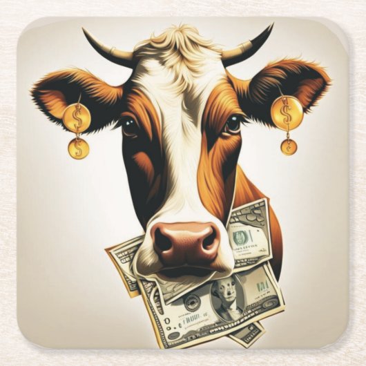 Cash Cow Rechteckiger Pappuntersetzer (Vorderseite)