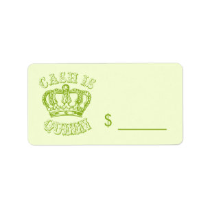 Cash ist Queen - Yard Sale Tags Adressaufkleber