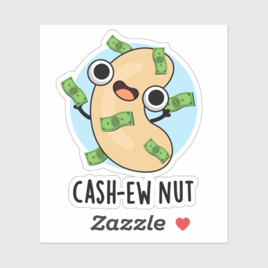 Cash-New Nut Nut Funny Cashew Nut Pun Aufkleber (Blatt)