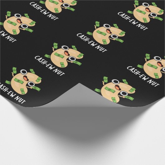 Cash-New Nut Nut Funny Cashew Nut Pun Dark BG Geschenkpapier (Ecke)