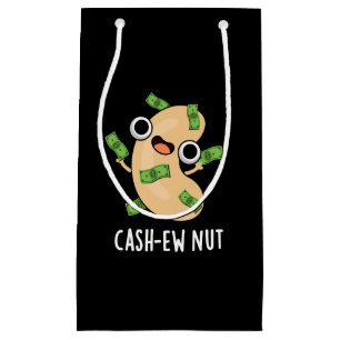 Cash-New Nut Nut Funny Cashew Nut Pun Dark BG Kleine Geschenktüte