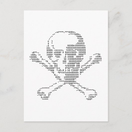 Cash Skull aus Piratenflagge ascii art Postkarte (Vorderseite)
