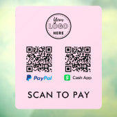CashApp Paypal QR Code Scan to Pay Logo Rosa Fensteraufkleber (Blatt 3)