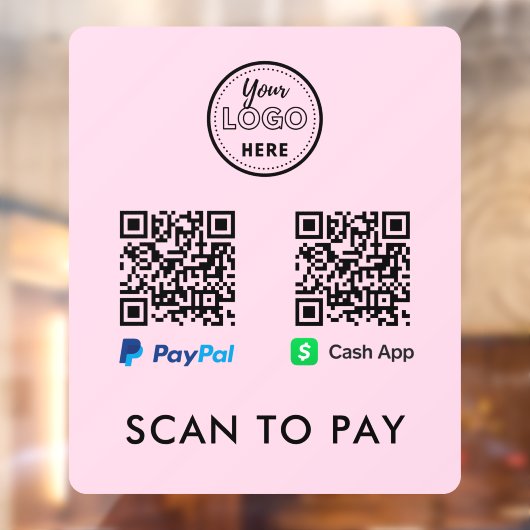 CashApp Paypal QR Code Scan to Pay Logo Rosa Fensteraufkleber (Blatt 2)
