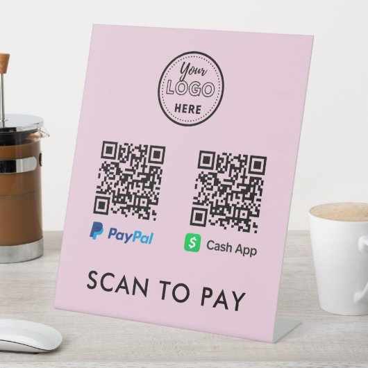 CashApp Paypal QR Code Scan to Pay Logo Rosa Sockelschild (In Situ)