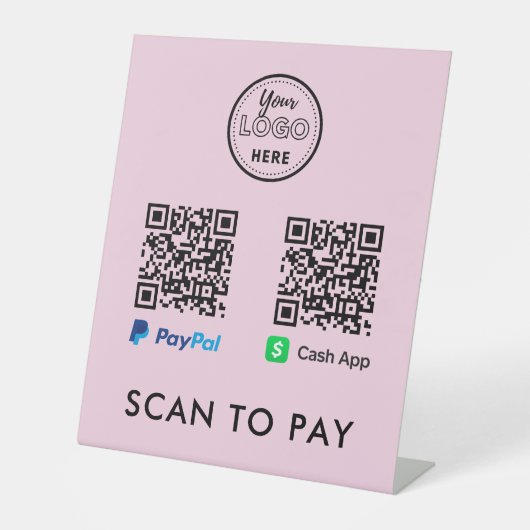 CashApp Paypal QR Code Scan to Pay Logo Rosa Sockelschild (Vorderseite)