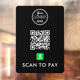 CashApp QR-Code scannen, um moderne Logo-Schwarz z Fensteraufkleber