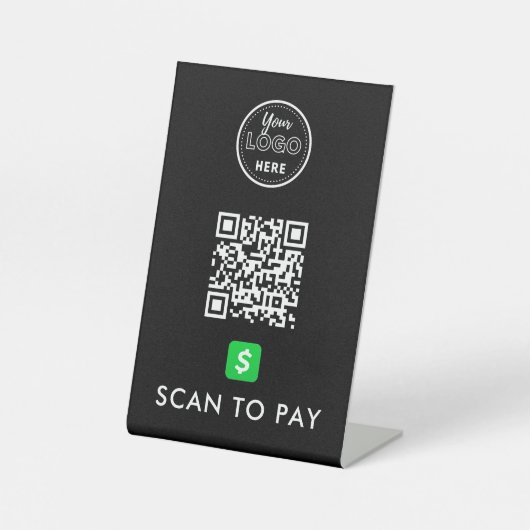 CashApp QR-Code scannen, um moderne Logo-Schwarz z Sockelschild (Vorderseite)