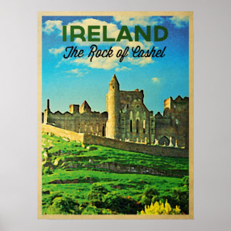 Cashel-Rock in Vintag Irland Poster