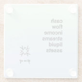 Cashflow-Erträge liquide Aktiva Glasuntersetzer (Rückseite)