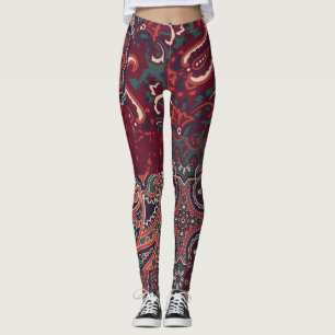 Cashmere-Paisley-Seide: Abstrakte Vintage-Patchwor Leggings