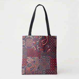 Cashmere-Paisley-Seide: Abstrakte Vintage-Patchwor Tasche