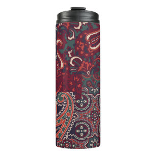 Cashmere Paisley Silk: Abstraktes Vintages Patchwo Thermosbecher