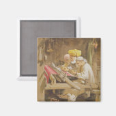 Cashmere Shawls: Weaving, 1863 (Chromolitho) Magnet (Vorderseite/Rückseite)