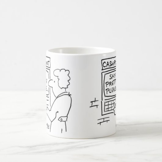 Cashpoint-Geldautomat frage Kunden zu sagen Bitte Kaffeetasse (Mittel)