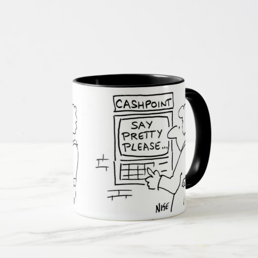 Cashpoint-Geldautomat frage Nutzer, Hübsch zu sage Tasse (VorderseiteRechts)