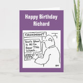 Cashpoint Machine sagt: "Blase es nicht auf Bier" Karte (Vorderseite)