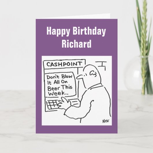 Cashpoint Machine sagt: "Blase es nicht auf Bier" Karte (Vorderseite)