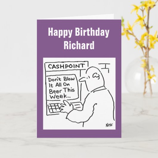 Cashpoint Machine sagt: "Blase es nicht auf Bier" Karte (Gelbe Blume)