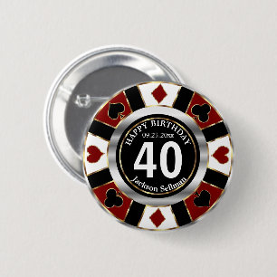 Casino 00. Geburtstagsparty - Dunkelrot Button