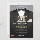 Casino 21. Geburtstag Schwarz-Gold-Poker-Karte Einladung (Vorderseite)