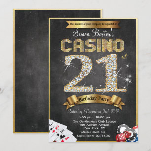 Casino 21. Gold-Diamant-Geburtstagseinladung Einladung