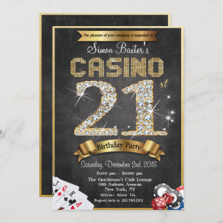 Casino 21 Gold Diamond Geburtstag Einladung