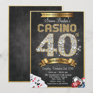 Casino 40. Gold-Diamant-Geburtstagseinladung Einladung