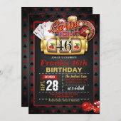 Casino 46. Geburtstag Einladung (Vorne/Hinten)