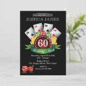 Casino 60. Geburtstag Einladung - jedes Alter (Stehend Vorderseite)