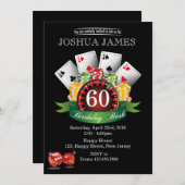 Casino 60. Geburtstag Einladung - jedes Alter (Vorne/Hinten)