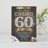 Casino 60 Gold Diamond Geburtstagsfeier Einladung (Stehend Vorderseite)