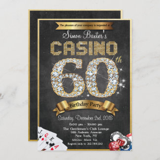 Casino 60 Gold Diamond Geburtstagsfeier Einladung