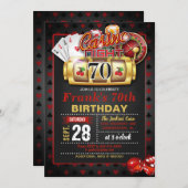 Casino 70. Geburtstag Einladung (Vorne/Hinten)