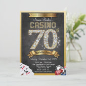Casino 70. Gold Diamond Geburtstagsfeier Einladung (Stehend Vorderseite)
