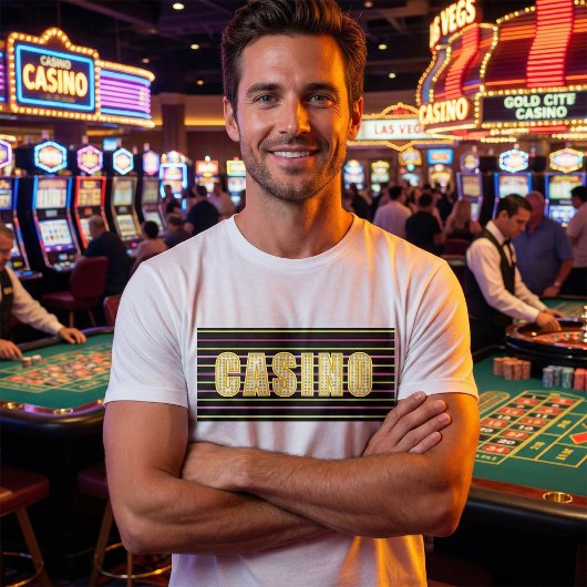 Casino Anmeldung mit Neon Polka Dot Letters T-Shirt