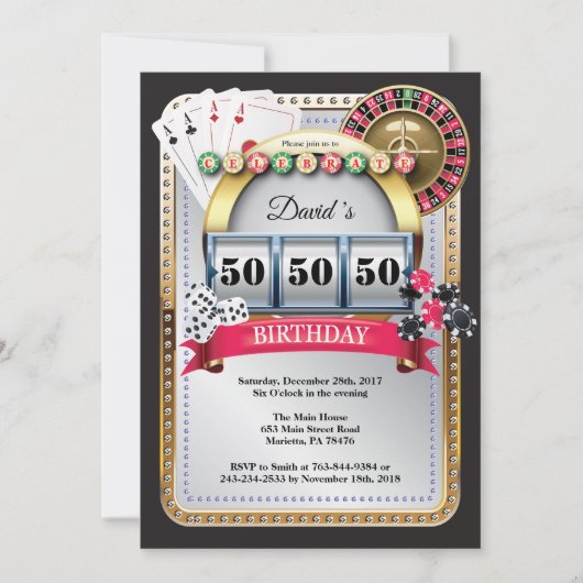Casino Birthday Einladung Poker Spielkarte (Vorderseite)