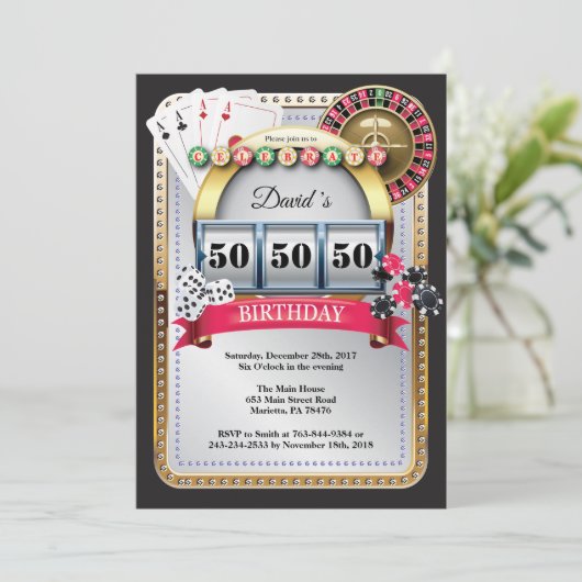 Casino Birthday Einladung Poker Spielkarte (Stehend Vorderseite)