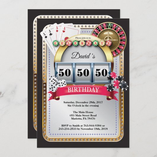 Casino Birthday Einladung Poker Spielkarte (Vorne/Hinten)