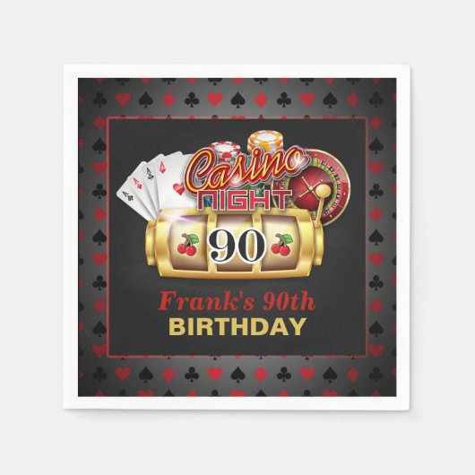 Casino Birthday Paper Napkins - 90. Geburtstag Serviette (Vorderseite)