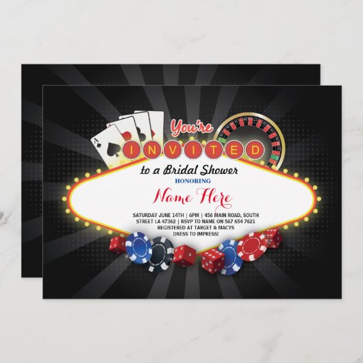 Casino Brautparty Night Las Vegas Party Einladung (Vorne/Hinten)