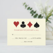 Casino Card Anzug Black Off White Wedding RSVP (Stehend Vorderseite)