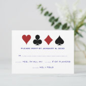 Casino Card Anzug Navy Blue White Wedding RSVP (Stehend Vorderseite)