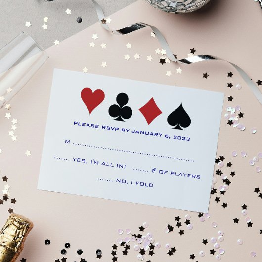 Casino Card Anzug Navy Blue White Wedding RSVP