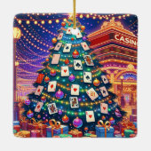 Casino Card Tafelchips Weihnachtsbaum mit Karten Keramikornament (Rückseite)