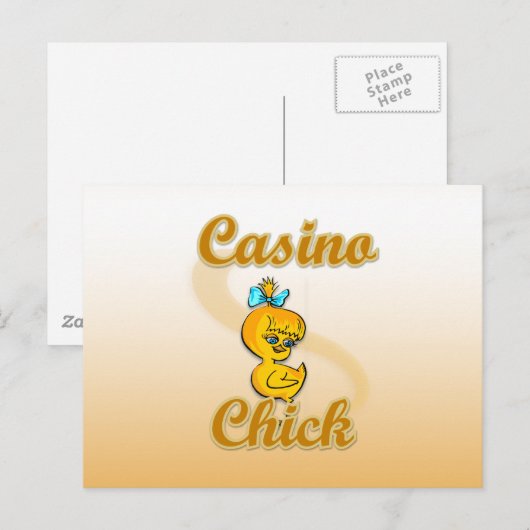Casino Chick Postkarte (Vorne/Hinten)