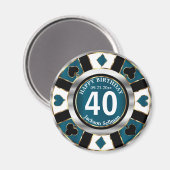 Casino Chip Las Vegas Geburtstag - Aquamarin Blau Magnet (Vorderseite/Rückseite)