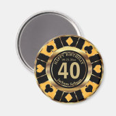 Casino Chip Las Vegas Geburtstag - Gelb Magnet (Vorderseite/Rückseite)