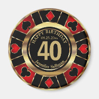 Casino Chip Las Vegas Geburtstag - Gold und Rot