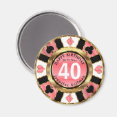 Casino Chip Las Vegas Geburtstag - Korallen Magnet (Vorderseite/Rückseite)